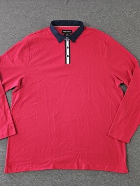 Paul Fredrick Polo Shirt 2XL Red Long Sleeve Cotton Casual Designer